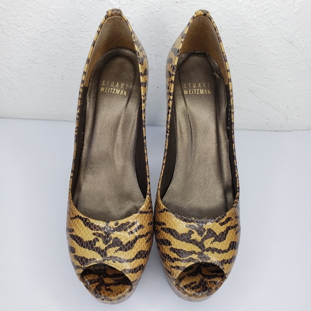 Stuart Weitzman Snake Tiger Print Platform Heels - image 3